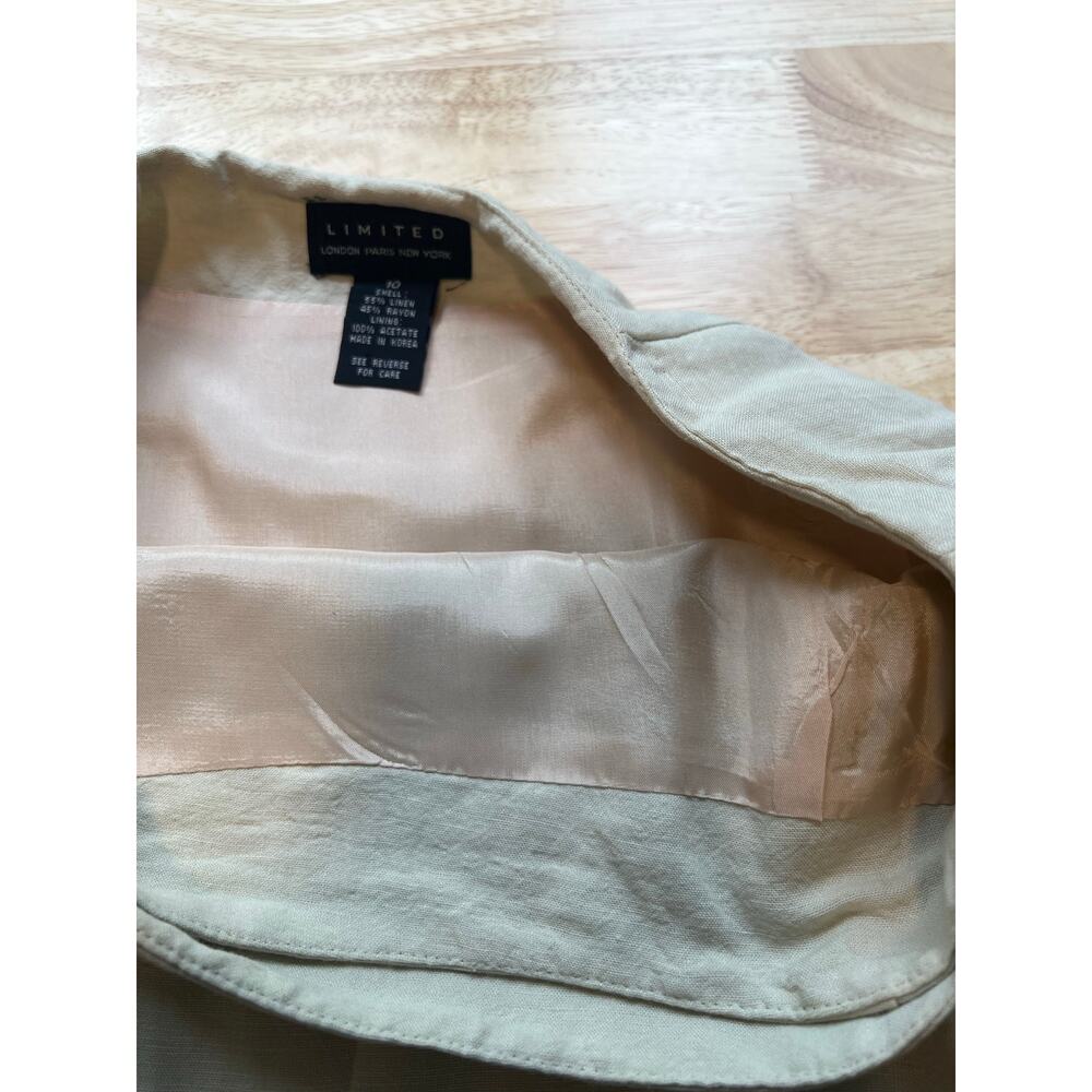 1990s Vintage Limited Wrap Mini Skirt Linen Rayon Button Closure Cream 10 JL - Picture 8 of 9